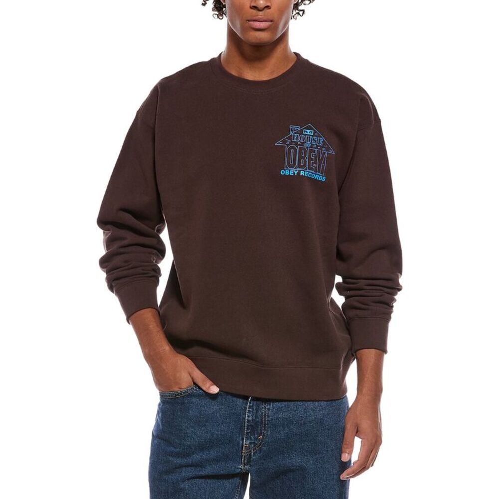 Obey Mens  Crewneck Sweatshirt, Brown